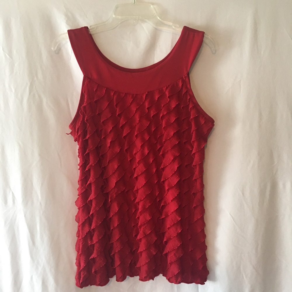 Double Take   Red sleeveless Blouse  Size Large